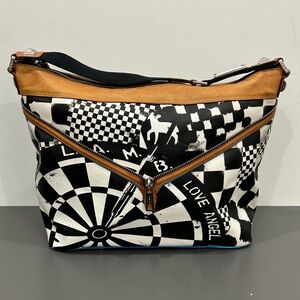 L.A.M.B. Bristol Dartboard Large Satchel Zipper Leather Gwen